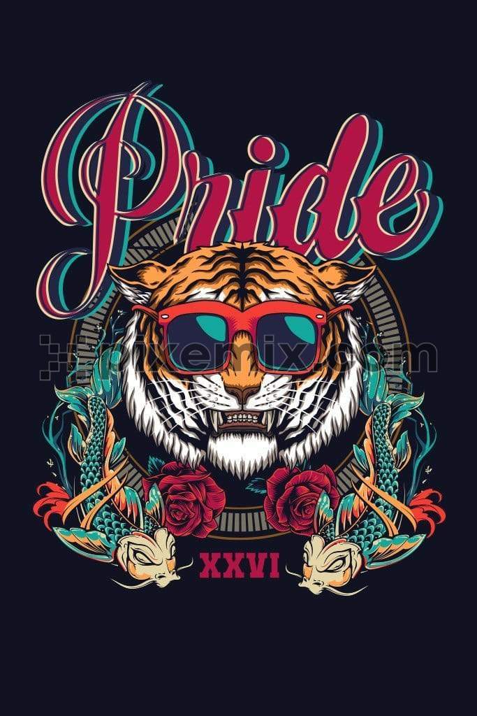 Varsity inspired artistic tiger product graphic