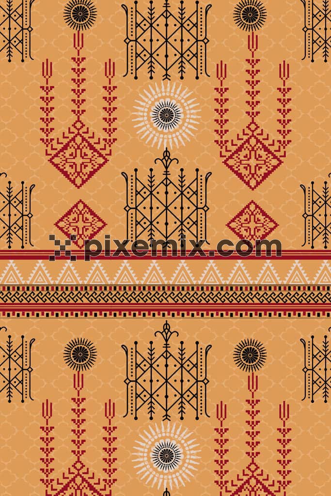Tribal art inspired product graphic with seamless repeat pattern for your Home Decoration…