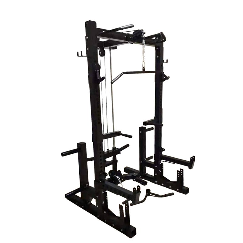 Custom Gym Equipment Offers A Half Rack With Lat Pull Down