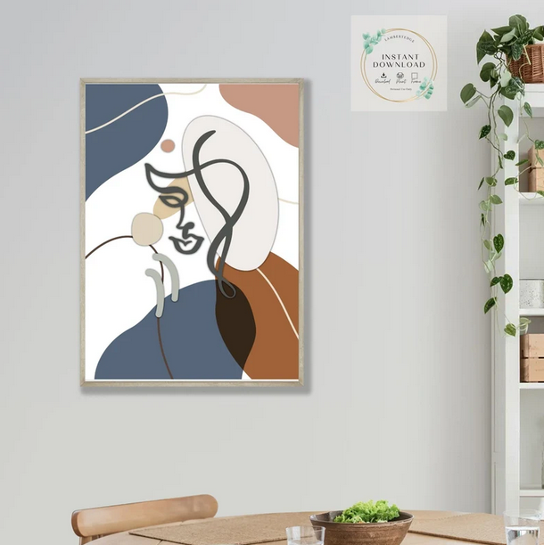 Female Portrait Line Art Printable Wall Art