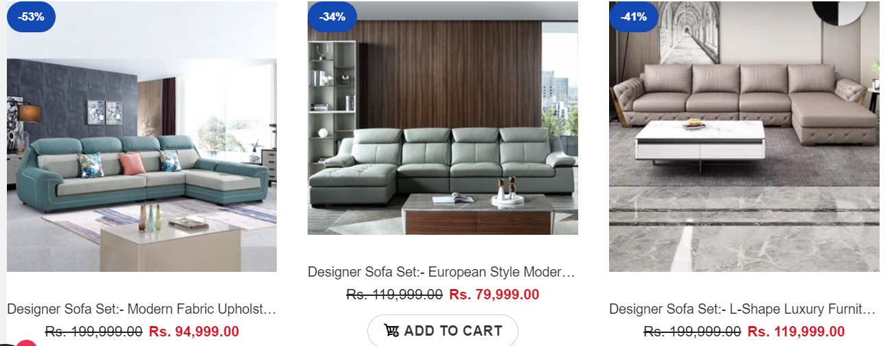 Buy Designer Sofa Set Online @Best Prices in India! | GKW Retail
