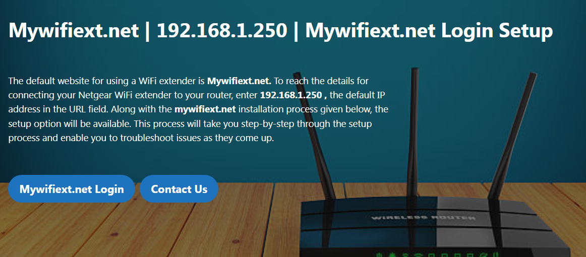 Mywifiext.net | 192.168.1.250 | Mywifiext.net Login Setup