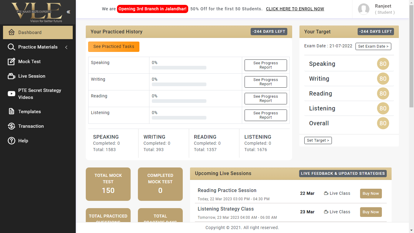 Benefits of Online Free PTE Mock Test