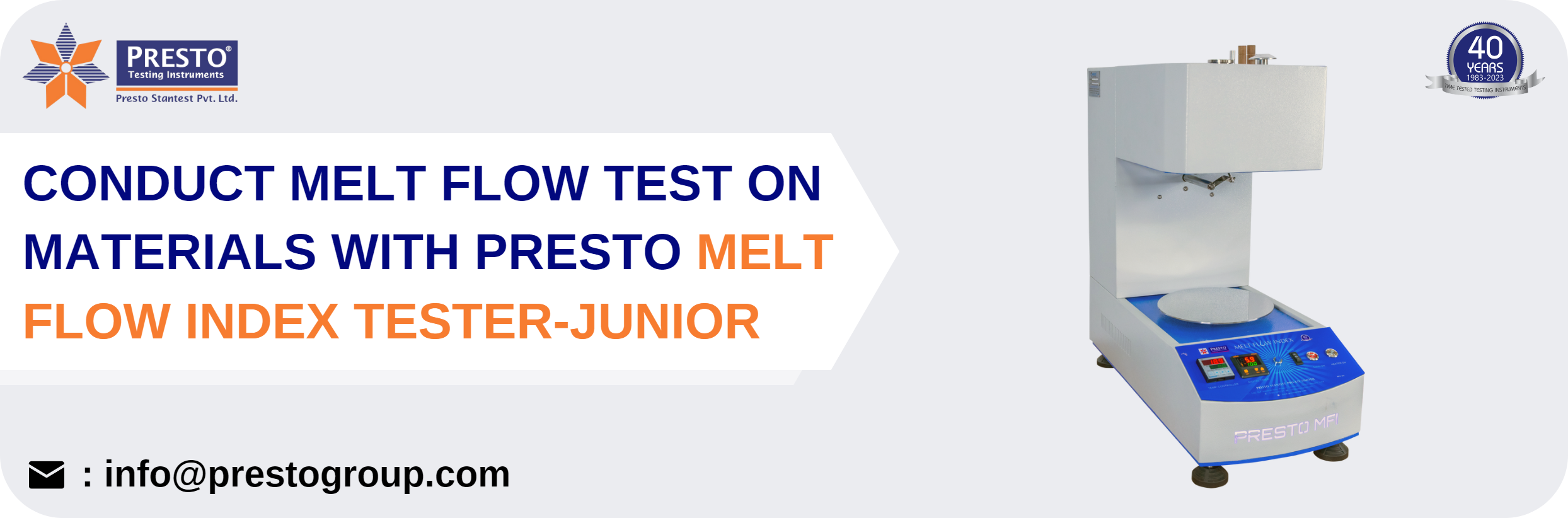 Conduct melt flow test on materials with Presto Melt Flow Index Tester-Junior