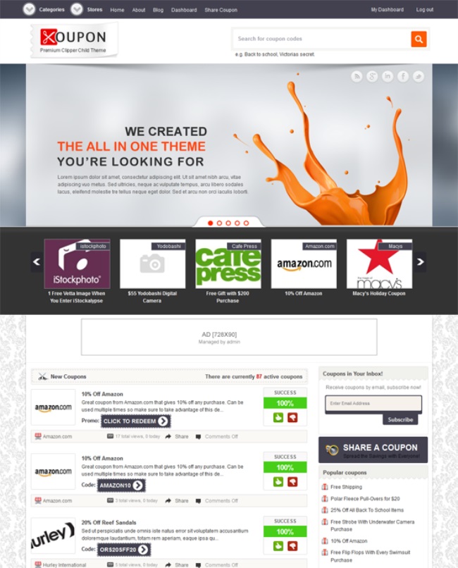 Koupon Coupon WordPress Theme to build an affiliate Website | Coupomated