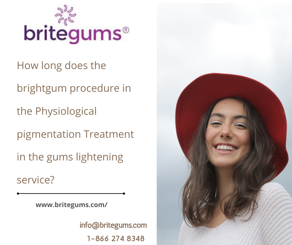 How long does the brightgum procedure in the Physiological pigmentation Treatment in the gums lightening service?