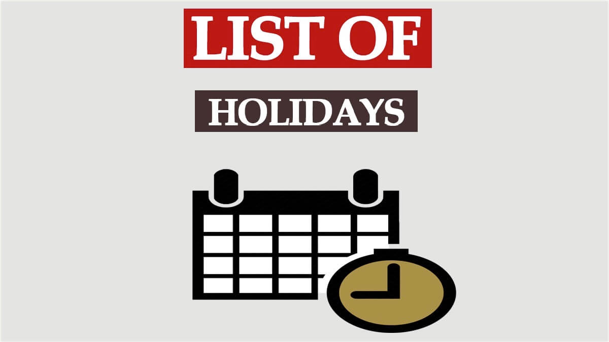 Holidays List 2022 PDF | Government & Central Government Holidays List 2022