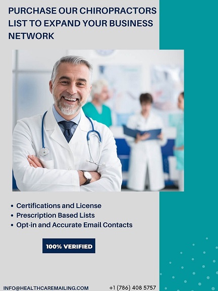 Purchase our chiropractors list in USA and expand both your business network and ROI. 