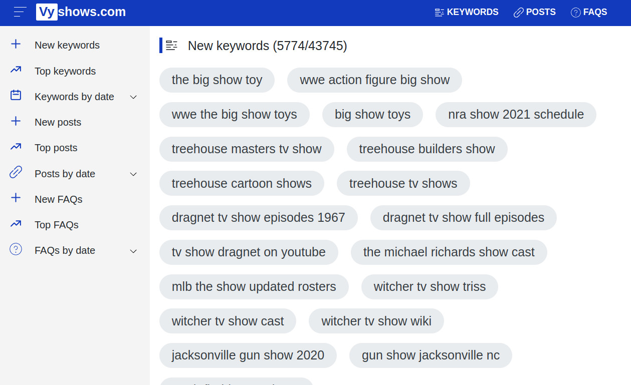 Vyshows - the world leading website for finding useful