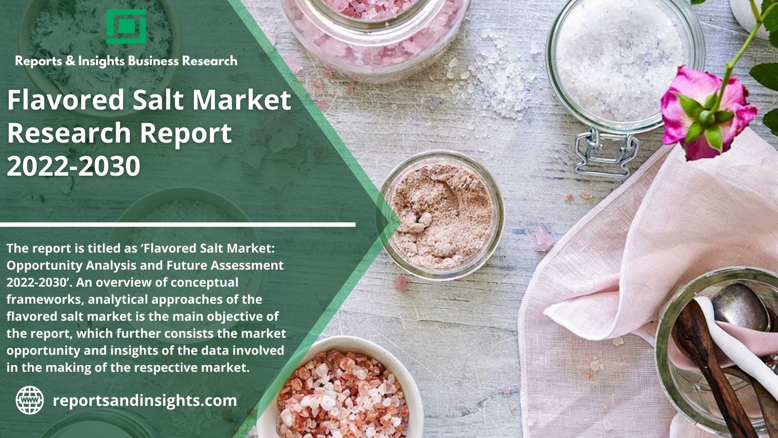 Flavored Salt Market Report-: Country Specific Size, Top Players with Share, Total Revenues, Product Scope, Manufacturing Demand, Business Development and Opportunities till 2030: by ReportsandInsights.