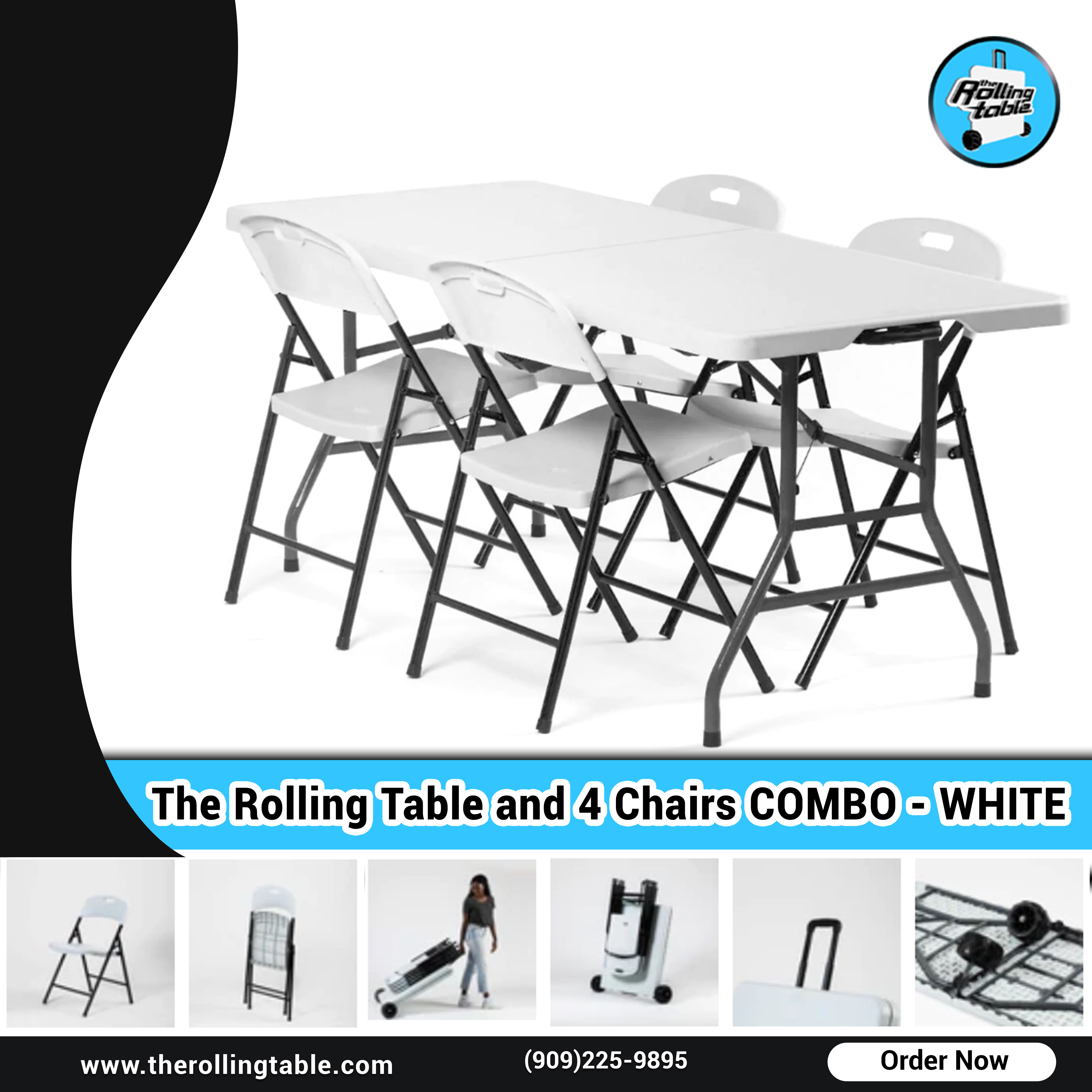 Rolling table for indoor use