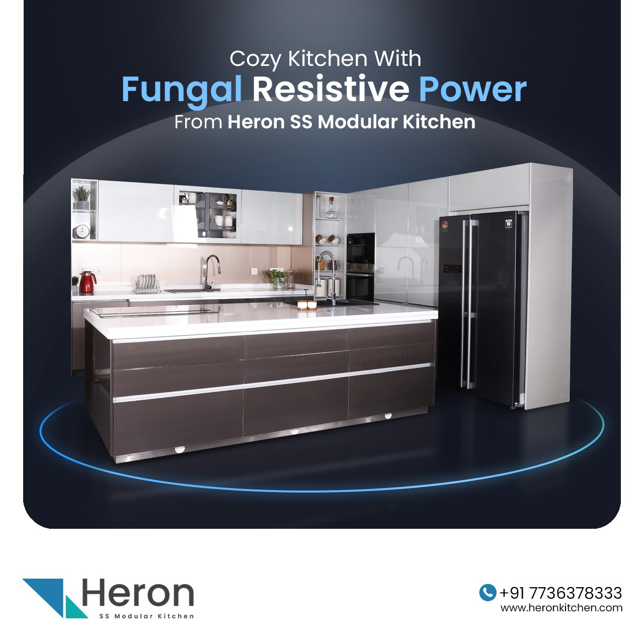 Cozy kitchen with fungal resistive power from Heron ss modular kitchen