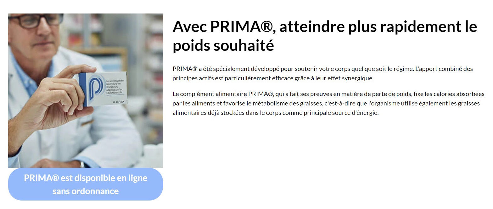 Prima Capsules Pour Maigrir Site Officiel En FR, BE, LU & Travail