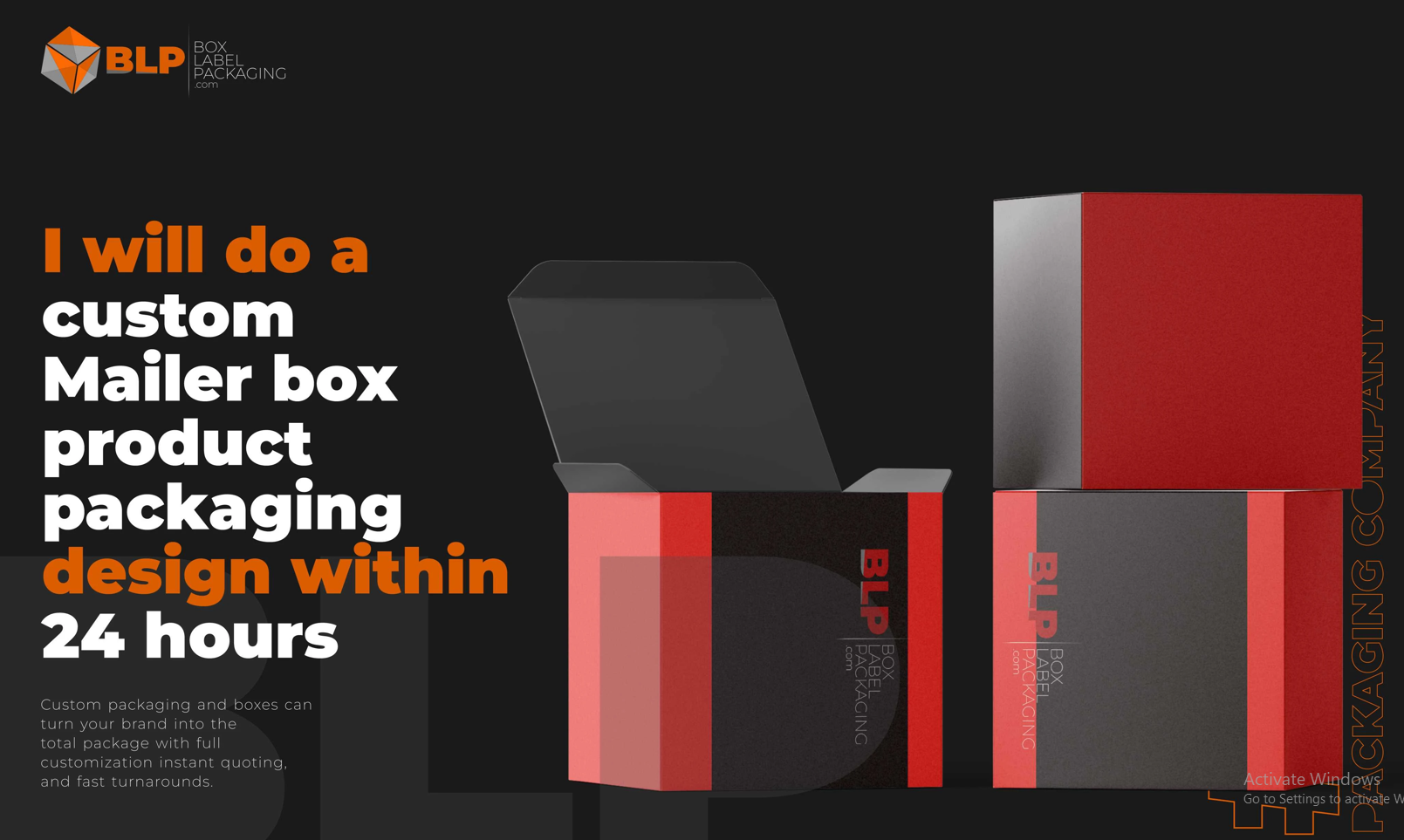 I will do a custom mailer box, product packaging design, and food box design