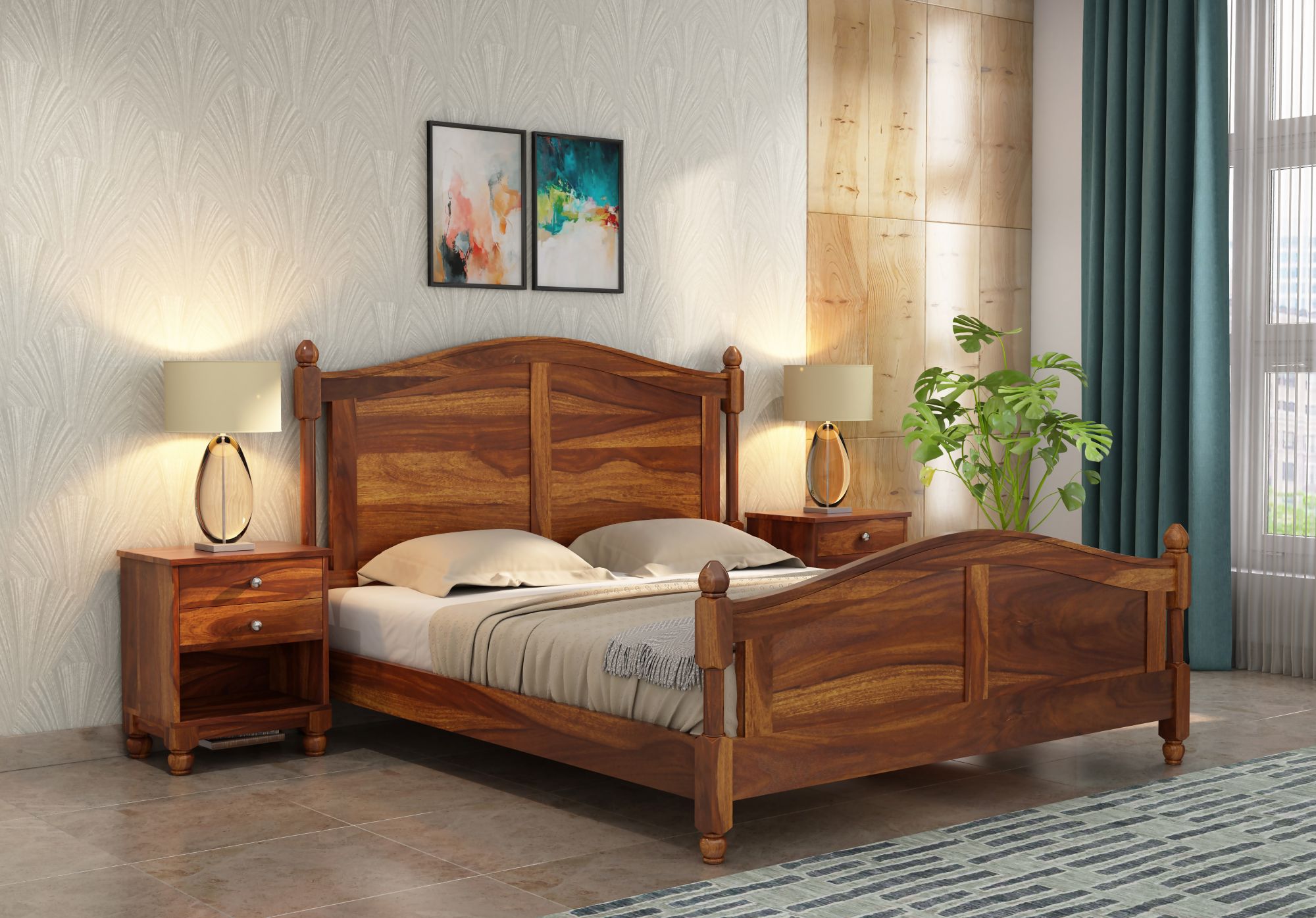 Buy Wooden Bed without Storage - PlusOne 