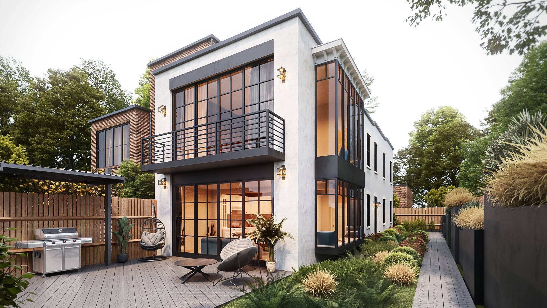 Street Townhouse Exterior Rendering Applet3D