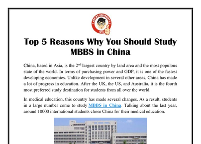 Top 5 Reasons Why You Should Study MBBS in China - PowerPoint PPT Presentation