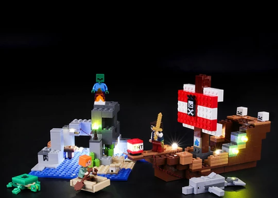 Hunt Treasure with the Lighted Pirate Ship Adventure 21152 Lego Set