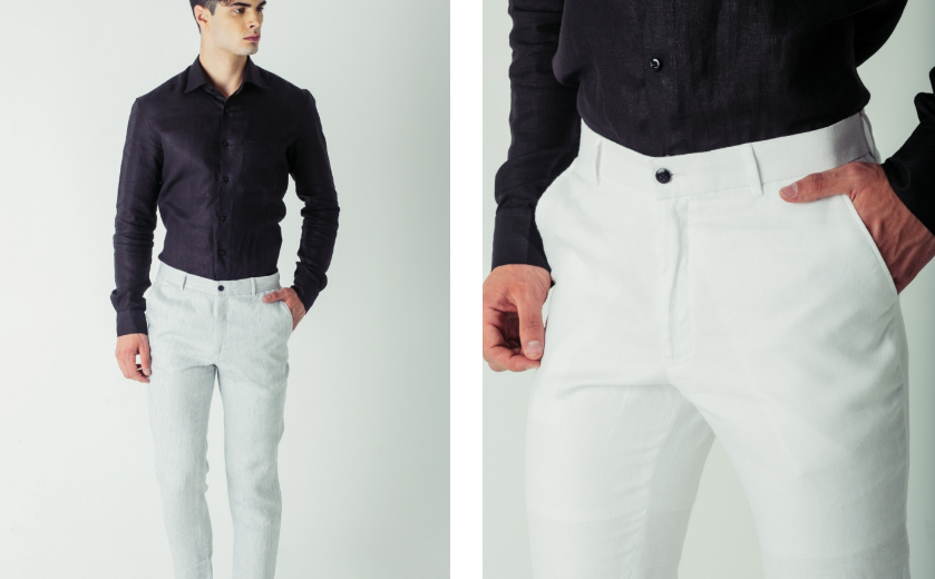 Mens White Linen Trousers
