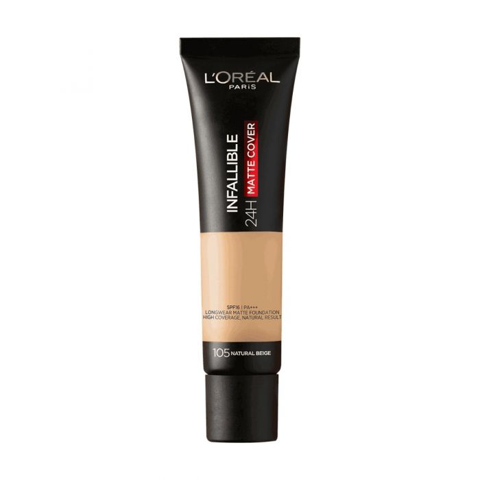 L'Oreal Paris Infallible 24H Matte Cover Liquid Foundation - 105 Natural Beige, 35ml
