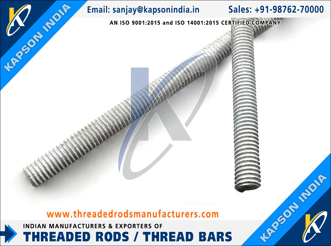 Hot dip Galvanized Threaded Bars manufacturers exporters in India +91-9876270000