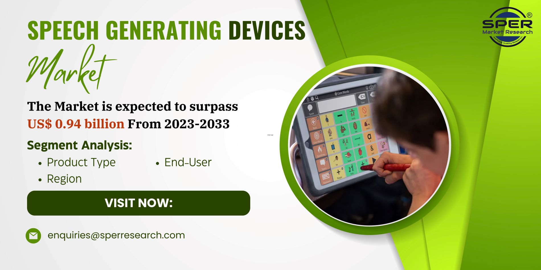 Speech Generating Devices Market Share 2023- By COVID-19 Impact on Industry Trends, CAGR Status, Business Challenges, Growth Opportunities and Future Competition Report 2023-2033: SPER Market Research