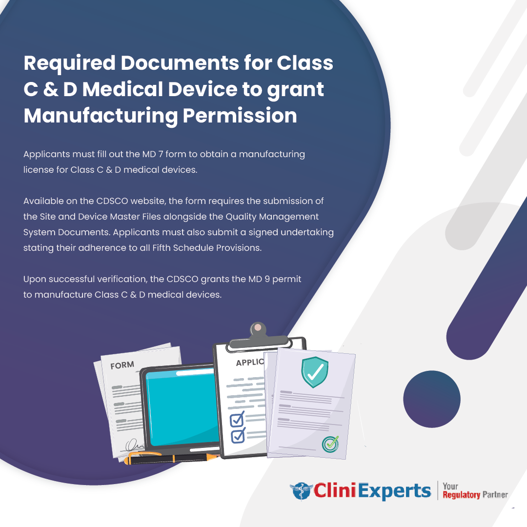Required Documents for Class C & D Medical Device to Grant Manufacturing Permission