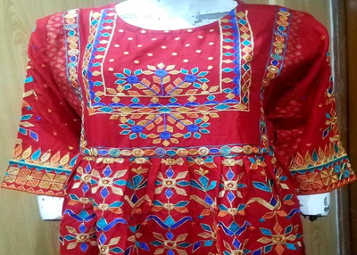 White Embroidered Linen Kurtis For Women -1205