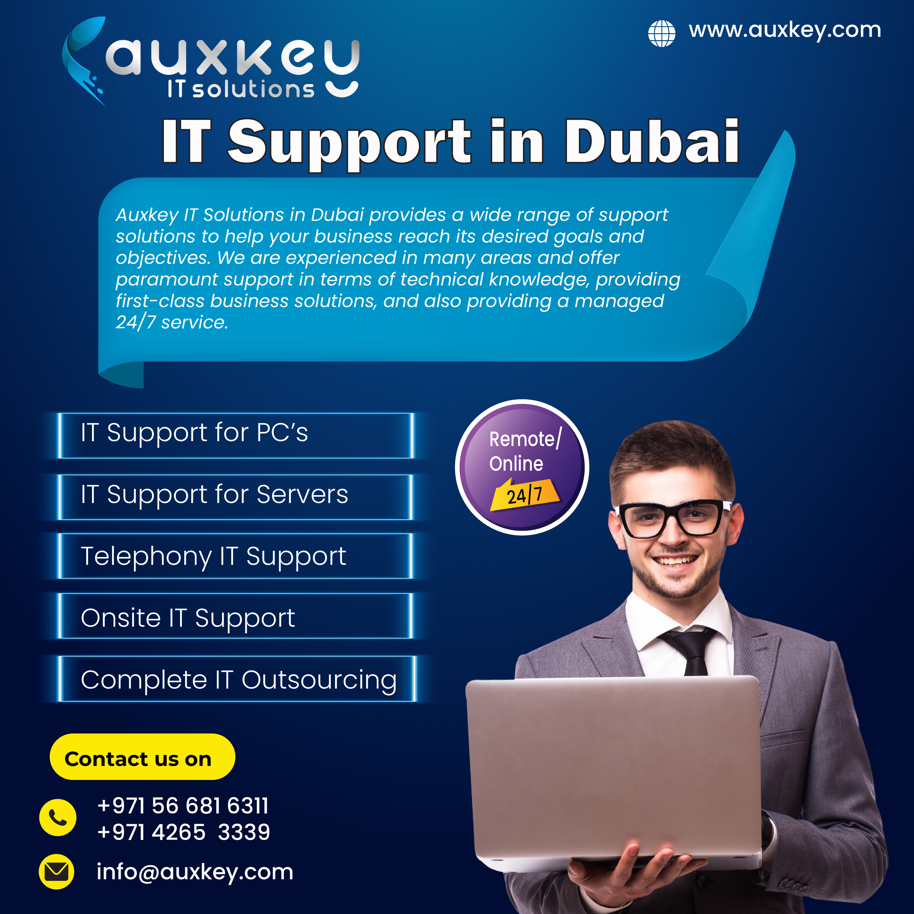 We offer it solutions for your business needs - Auxkey Dubai