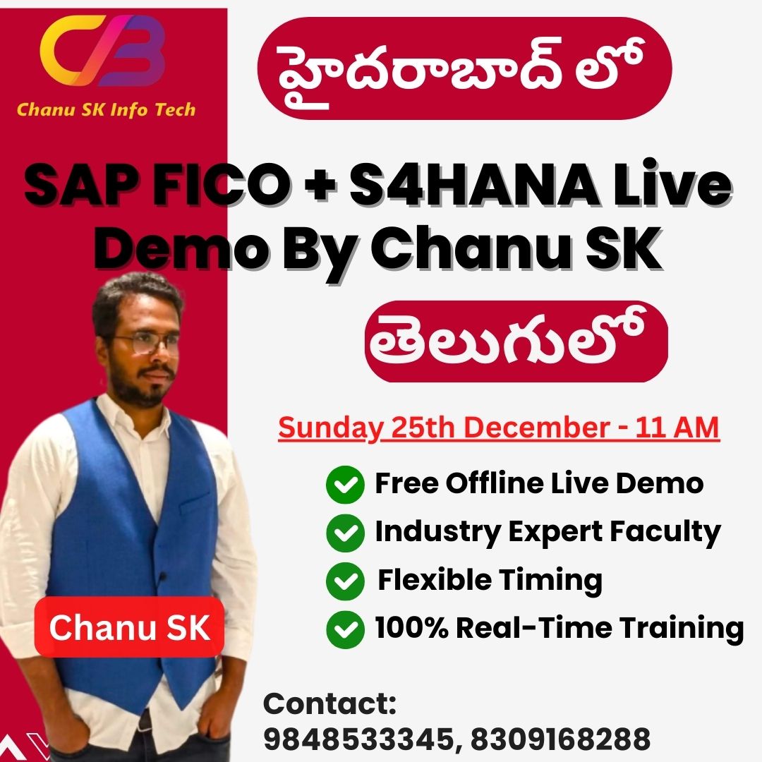 Best SAP FICO S4HANA Training In Hyderabad, SR Nagar || Chanu SK