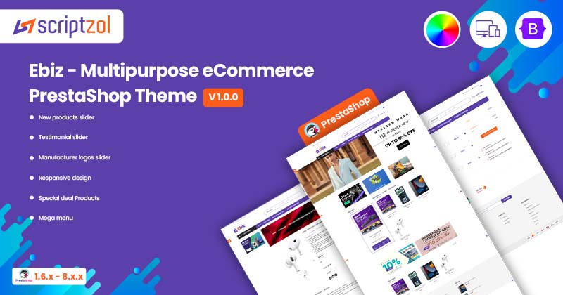 Ebiz Multipurpose eCommerce PrestaShop Theme - Scriptzol