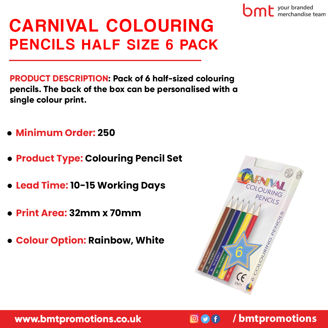 Carnival Colouring Pencils Half Size 6 Pack