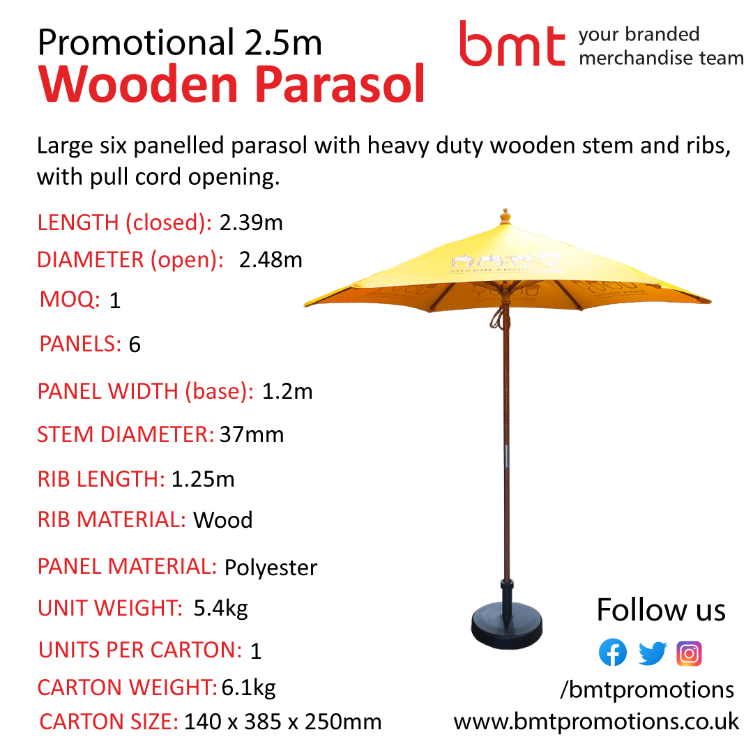 Promotional 2.5m Wooden Parasol