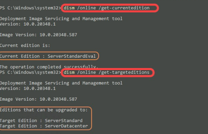 How to convert Windows Server 2022 Evaluation to Standard/ Datacenter, and resolve Error 87