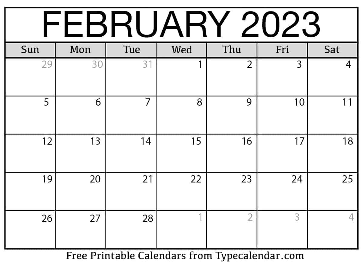 Feb 2023 Calendar