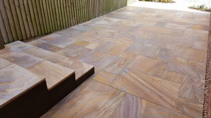 Rainbow sandstone paving