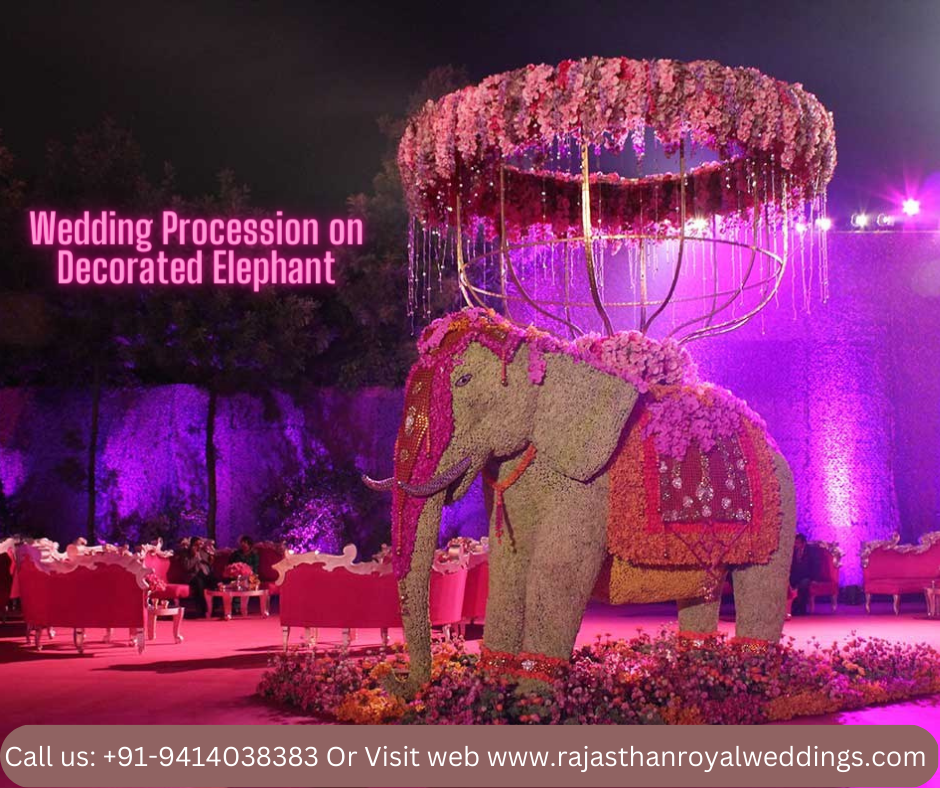Wedding Procession on Decorated Elephant by www.rajasthanroyalweddings.com