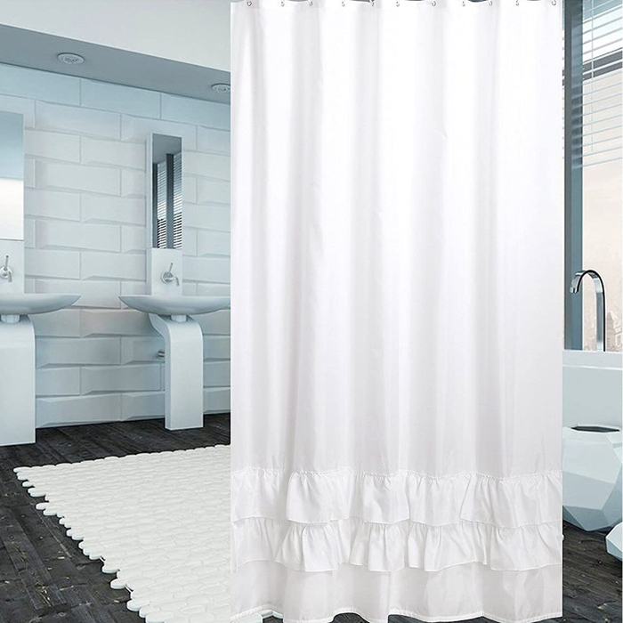 Elevate Your Bathroom with Polyester Ruffled Shower Curtains