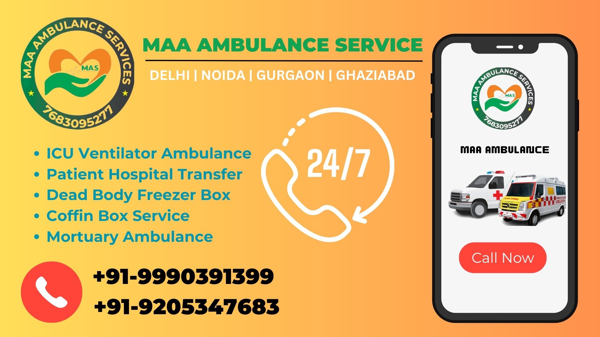 Welcome to Maa Ambulance Service | 9990391399, 9205347683, 7683095277
