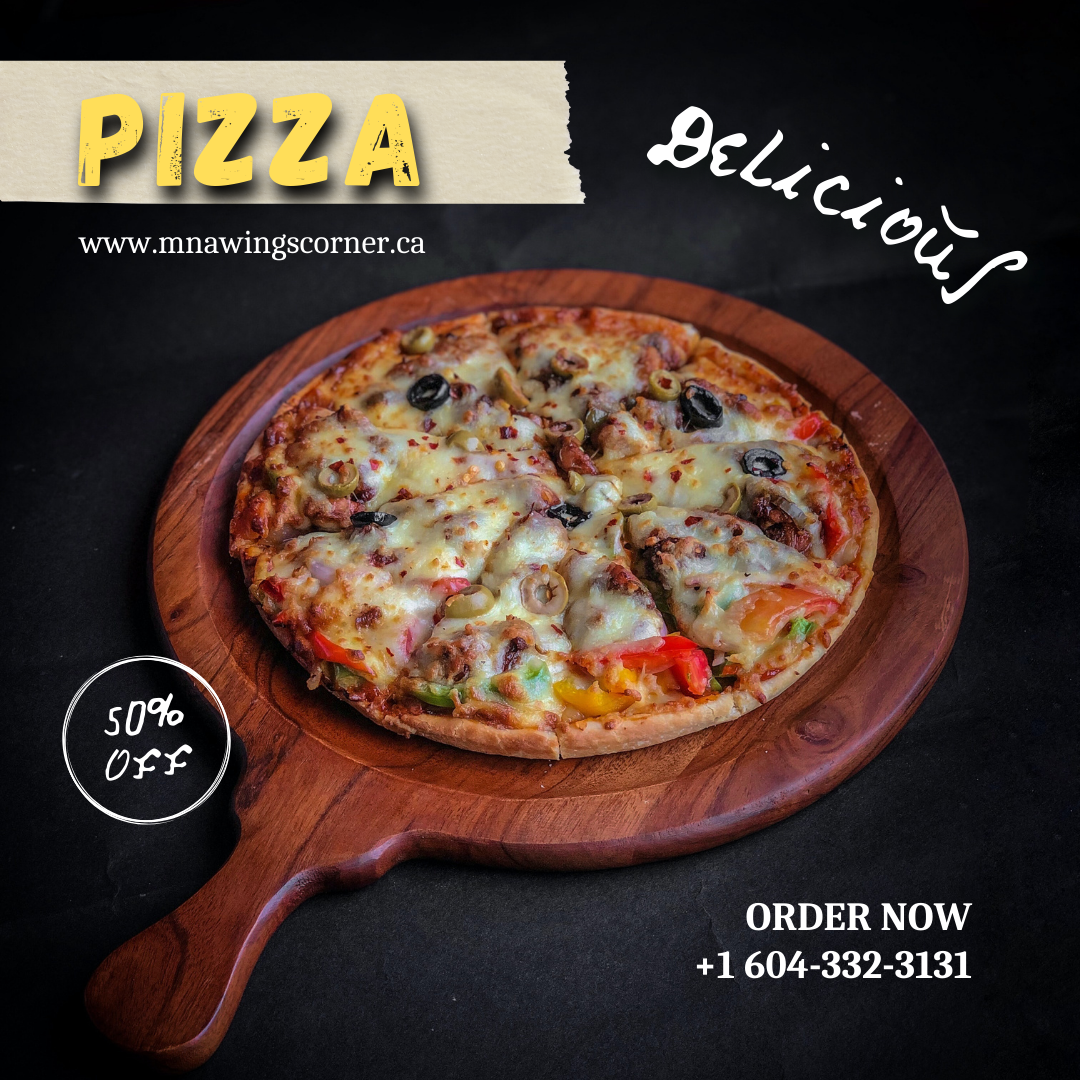 Have a bite of Delicious, Super Fresh, and Cheesy D-Hut Pizza and Chicken Wings