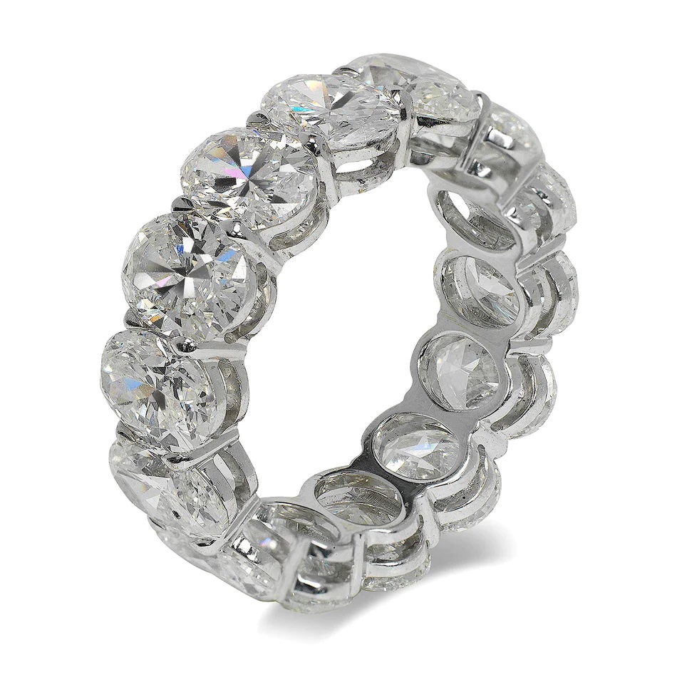 PEKA 11 Carat Oval Diamond Eternity Band in 18K White Gold Shared Prong 70 pointer by Mike Nekta