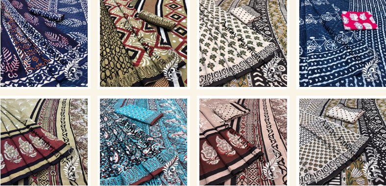 Buy Hand Block Printed Cotton Sarees From Aarav Fabricator