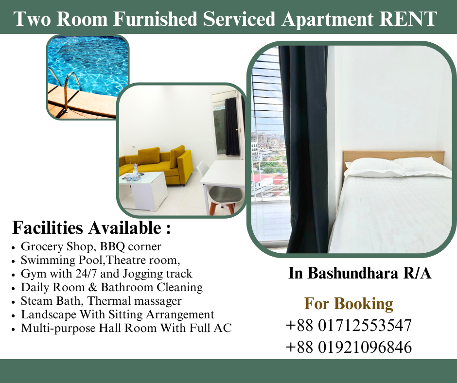 Enjoy Yourself in Our Fully Furnished Two-Room Apartment Rent In Bashundhara R/A
