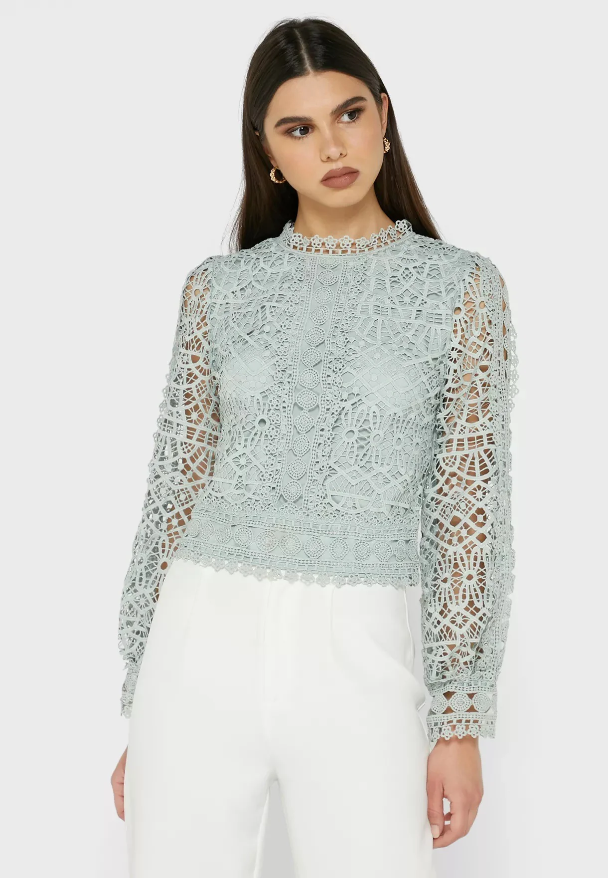 Farah Crochet Lace Long Sleeve Top | Women's Fashion | Souvi Studio