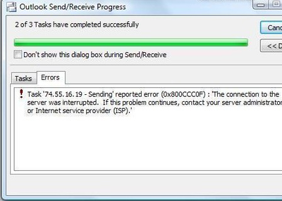Why Microsoft Outlook Error 0x800ccc0e Shows
