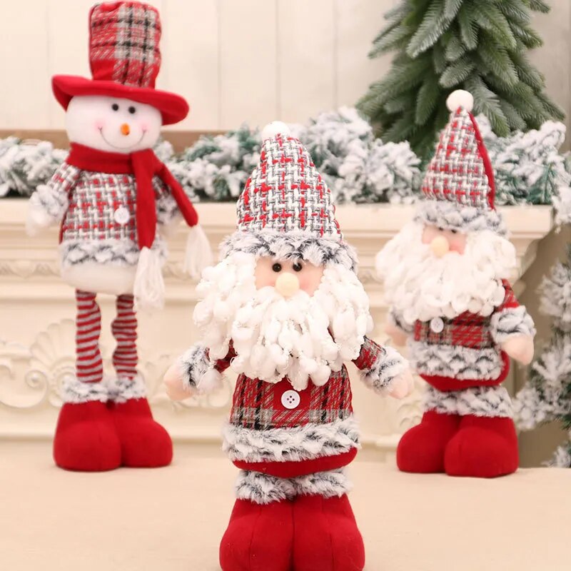 Big Santa Claus Elk Snowman Plush Retractable Doll Christmas Ornaments for Christmas Decorations 