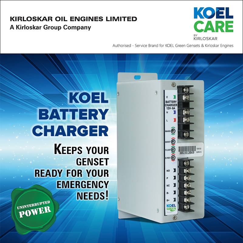 KOEL battery charger keeps your genset ready for emergency needs