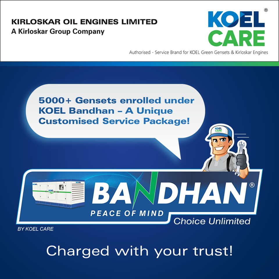 Kirloskar bandhan - The annual service package designed for KOEL green dg set amc services