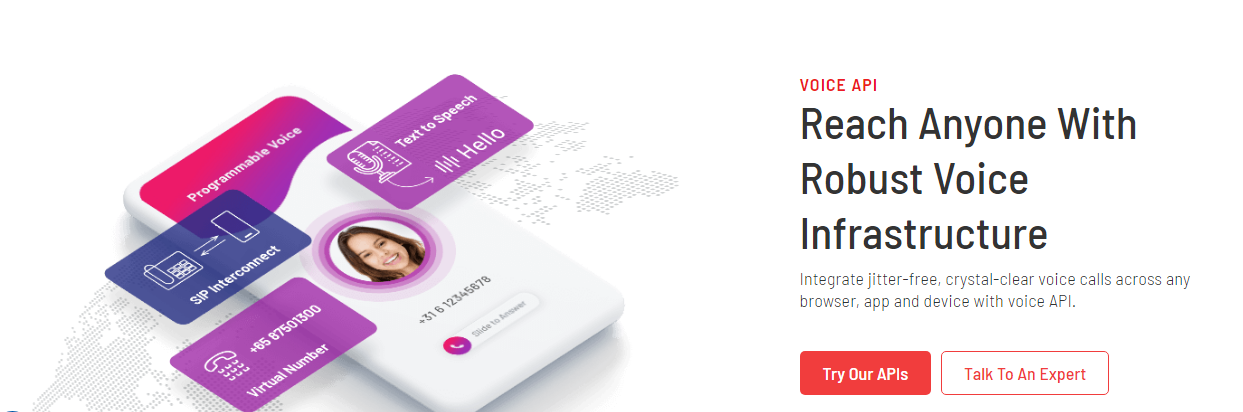 What benefits come from using an API for voice integration? 