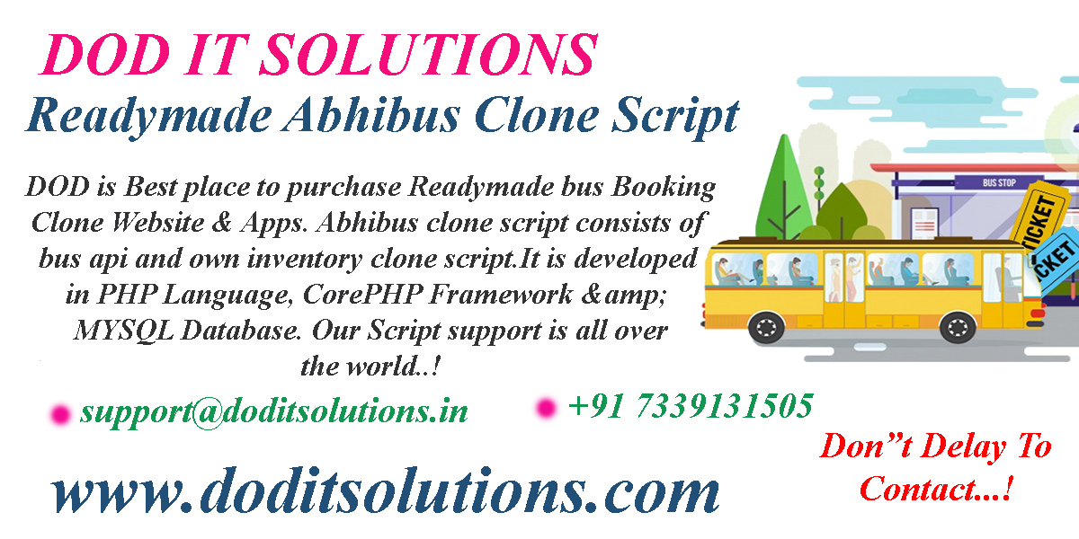 Readymade Abhibus Clone System - DOD IT SOLUTIONS